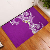 Aloha Polynesian Plumeria Flower Rubber Doormat Purple Color