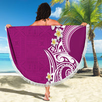 Aloha Polynesian Plumeria Flower Beach Blanket Pink Color