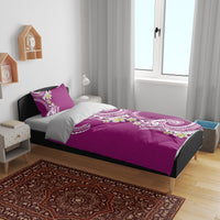 Aloha Polynesian Plumeria Flower Bedding Set Pink Color