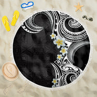 Aloha Polynesian Plumeria Flower Beach Blanket Black White Color