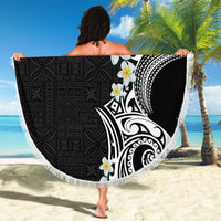 Aloha Polynesian Plumeria Flower Beach Blanket Black White Color
