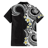 Aloha Polynesian Plumeria Flower Family Matching Long Sleeve Bodycon Dress and Hawaiian Shirt Black White Color LT03 - Polynesian Pride