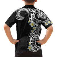 Aloha Polynesian Plumeria Flower Family Matching Short Sleeve Bodycon Dress and Hawaiian Shirt Black White Color LT03 - Polynesian Pride
