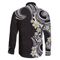 Aloha Polynesian Plumeria Flower Family Matching Short Sleeve Bodycon Dress and Hawaiian Shirt Black White Color LT03 - Polynesian Pride