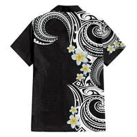 Aloha Polynesian Plumeria Flower Hawaiian Shirt Black White Color