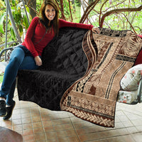 Samoa Siapo Motif and Tapa Pattern Half Style Quilt Beige Color