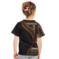 Samoa Siapo Motif and Tapa Pattern Half Style Kid T Shirt Black Color