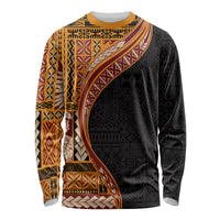 Samoa Siapo Motif and Tapa Pattern Half Style Long Sleeve Shirt Yellow Color