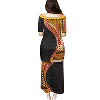 Samoa Siapo Motif and Tapa Pattern Half Style Puletasi Yellow Color LT03 - Polynesian Pride