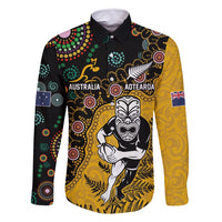 Custom New Zealand and Australia Rugby Family Matching Mermaid Dress and Hawaiian Shirt Maori Warrior With Aboriginal Version