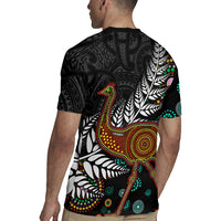 New Zealand Fern and Australia Emu Rugby Jersey Aboriginal Mix Maori Pattern