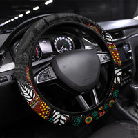 New Zealand Fern and Australia Emu Steering Wheel Cover Aboriginal Mix Maori Pattern