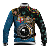 Fiji Palm Tree and Australia Kangaroo Baseball Jacket Aboriginal Mix Tapa Pattern LT03 - Polynesian Pride
