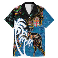Fiji Palm Tree and Australia Kangaroo Family Matching Mermaid Dress and Hawaiian Shirt Aboriginal Mix Tapa Pattern