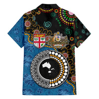 Fiji Palm Tree and Australia Kangaroo Family Matching Puletasi and Hawaiian Shirt Aboriginal Mix Tapa Pattern LT03 - Polynesian Pride