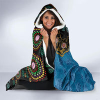 Fiji Palm Tree and Australia Kangaroo Hooded Blanket Aboriginal Mix Tapa Pattern LT03 - Polynesian Pride