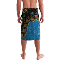 Fiji Palm Tree and Australia Kangaroo Lavalava Aboriginal Mix Tapa Pattern LT03 - Polynesian Pride