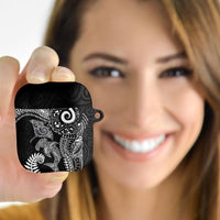 Aotearoa Maori Sea Animals Tribal AirPods Case Manta Ray and Shark Moko Pattern Black Color LT03 - Polynesian Pride