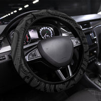 Aotearoa Maori Sea Animals Tribal Steering Wheel Cover Manta Ray and Shark Moko Pattern Black Color