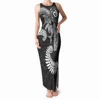 Aotearoa Maori Sea Animals Tribal Tank Maxi Dress Manta Ray and Shark Moko Pattern Black Color LT03 Women Black - Polynesian Pride