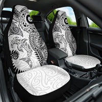 Aotearoa Maori Sea Animals Tribal Car Seat Cover Manta Ray and Shark Moko Pattern White Color