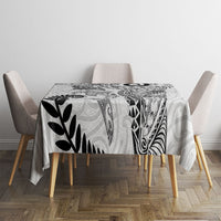 Aotearoa Maori Sea Animals Tribal Tablecloth Manta Ray and Shark Moko Pattern White Color
