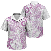 Aotearoa Maori Sea Animals Tribal Family Matching Long Sleeve Bodycon Dress and Hawaiian Shirt Manta Ray and Shark Moko Pattern Pink Color LT03 Son's Shirt Pink - Polynesian Pride