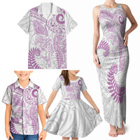 Aotearoa Maori Sea Animals Tribal Family Matching Tank Maxi Dress and Hawaiian Shirt Manta Ray and Shark Moko Pattern Pink Color LT03 - Polynesian Pride