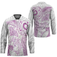 Aotearoa Maori Sea Animals Tribal Hockey Jersey Manta Ray and Shark Moko Pattern Pink Color