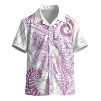 Aotearoa Maori Sea Animals Tribal Kid Hawaiian Shirt Manta Ray and Shark Moko Pattern Pink Color LT03 - Polynesian Pride