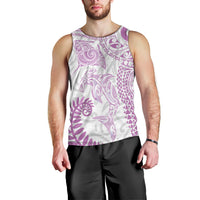Aotearoa Maori Sea Animals Tribal Men Tank Top Manta Ray and Shark Moko Pattern Pink Color