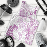 Aotearoa Maori Sea Animals Tribal Men Tank Top Manta Ray and Shark Moko Pattern Pink Color