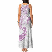 Aotearoa Maori Sea Animals Tribal Tank Maxi Dress Manta Ray and Shark Moko Pattern Pink Color LT03 - Polynesian Pride