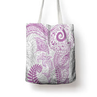 Aotearoa Maori Sea Animals Tribal Tote Bag Manta Ray and Shark Moko Pattern Pink Color