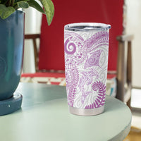 Aotearoa Maori Sea Animals Tribal Tumbler Cup Manta Ray and Shark Moko Pattern Pink Color