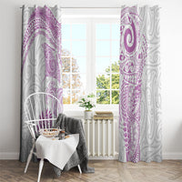 Aotearoa Maori Sea Animals Tribal Window Curtain Manta Ray and Shark Moko Pattern Pink Color
