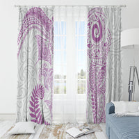 Aotearoa Maori Sea Animals Tribal Window Curtain Manta Ray and Shark Moko Pattern Pink Color