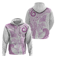 Aotearoa Maori Sea Animals Tribal Zip Hoodie Manta Ray and Shark Moko Pattern Pink Color LT03 - Polynesian Pride