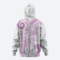 Aotearoa Maori Sea Animals Tribal Zip Hoodie Manta Ray and Shark Moko Pattern Pink Color LT03 - Polynesian Pride