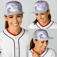 Aotearoa Maori Sea Animals Tribal Baseball Net Cap Manta Ray and Shark Moko Pattern Purple Color
