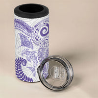 Aotearoa Maori Sea Animals Tribal 4 in 1 Can Cooler Tumbler Manta Ray and Shark Moko Pattern Purple Color LT03 - Polynesian Pride