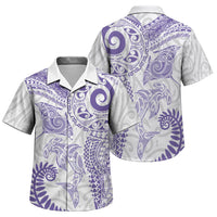 Aotearoa Maori Sea Animals Tribal Family Matching Puletasi and Hawaiian Shirt Manta Ray and Shark Moko Pattern Purple Color LT03 Son's Shirt Purple - Polynesian Pride