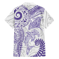 Aotearoa Maori Sea Animals Tribal Hawaiian Shirt Manta Ray and Shark Moko Pattern Purple Color LT03 - Polynesian Pride