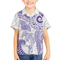 Aotearoa Maori Sea Animals Tribal Hawaiian Shirt Manta Ray and Shark Moko Pattern Purple Color LT03 - Polynesian Pride