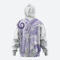 Aotearoa Maori Sea Animals Tribal Hoodie Manta Ray and Shark Moko Pattern Purple Color LT03 - Polynesian Pride