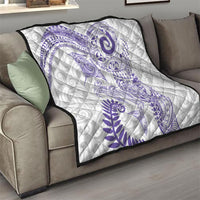 Aotearoa Maori Sea Animals Tribal Quilt Manta Ray and Shark Moko Pattern Purple Color