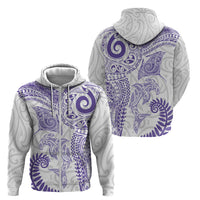 Aotearoa Maori Sea Animals Tribal Zip Hoodie Manta Ray and Shark Moko Pattern Purple Color LT03 - Polynesian Pride
