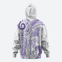 Aotearoa Maori Sea Animals Tribal Zip Hoodie Manta Ray and Shark Moko Pattern Purple Color LT03 - Polynesian Pride