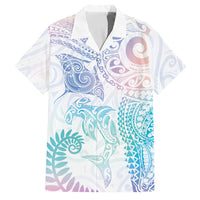 Aotearoa Maori Sea Animals Tribal Family Matching Mermaid Dress and Hawaiian Shirt Manta Ray and Shark Moko Pattern Sweet Pastel LT03 Dad's Shirt - Short Sleeve Multicolor - Polynesian Pride