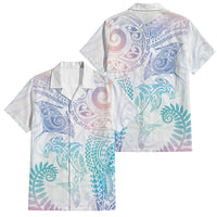 Aotearoa Maori Sea Animals Tribal Family Matching Off Shoulder Maxi Dress and Hawaiian Shirt Manta Ray and Shark Moko Pattern Sweet Pastel LT03 Dad's Shirt - Short Sleeve Multicolor - Polynesian Pride